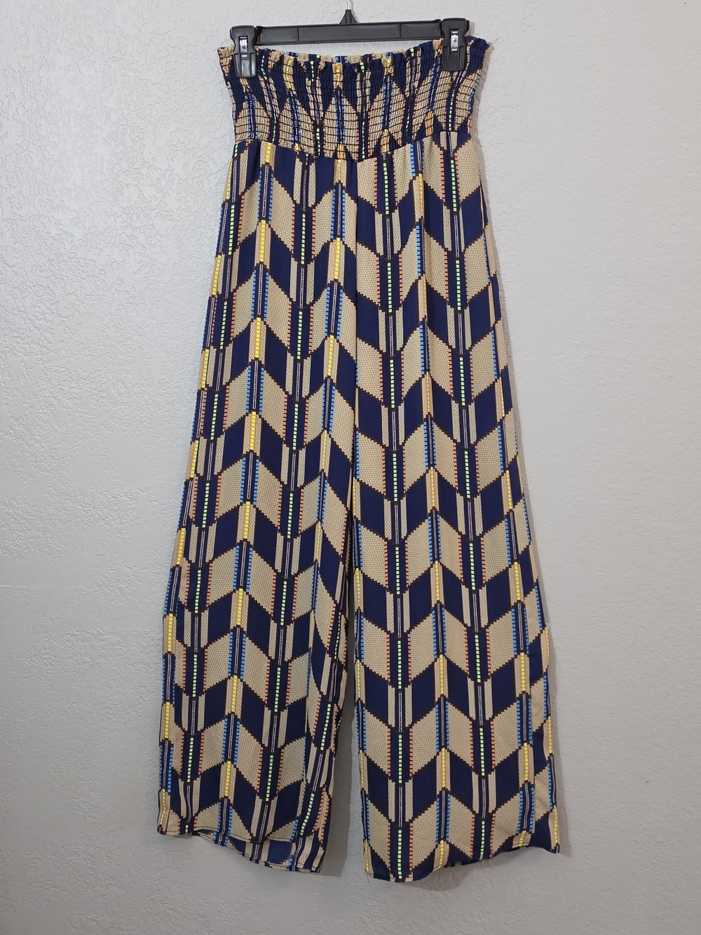 See You Monday Geometric Wide Leg Palazzo Pants Multicolor Lightweight Womens M